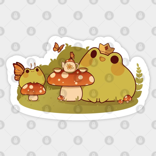 Frog fairy prince tea party Sticker by Rihnlin